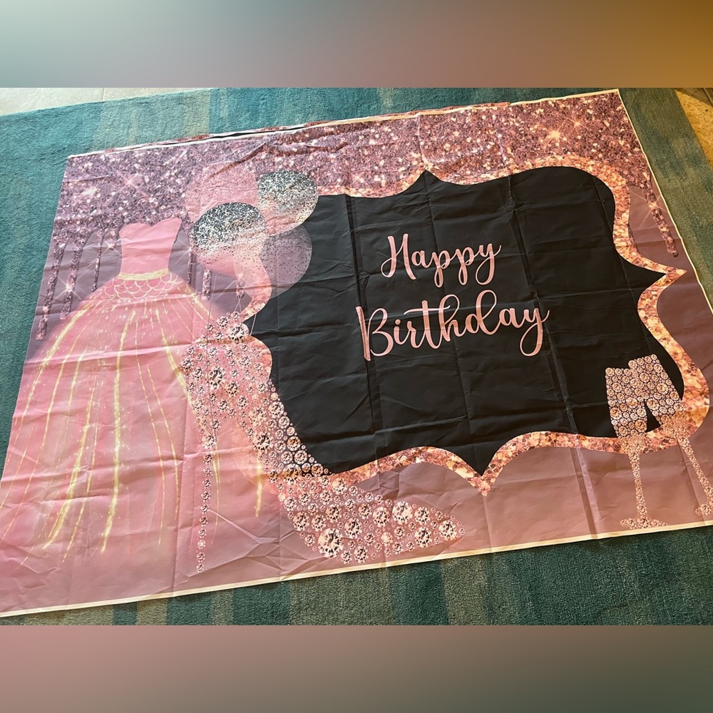 Happy Birthday women’s pink, purple & black celebration banner large